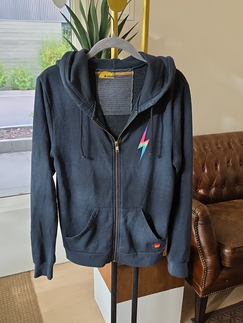 Aviator Nation Bolt Zip Hoodie Black